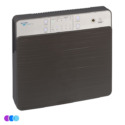 The Aerovex Systems Wall Mounted Air Purifier is a rectangular gray unit with a textured front, rounded edges, and a silver top control panel featuring buttons, indicator lights, and a power switch. The brand name appears on the left side of the panel. Read more at Aerovex Systems (aerovexsystems.com)