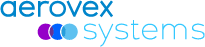 aerovex systems logo with three circles overlapping and the words aerovex systems in lowercase text.