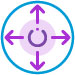 A purple circle in the center surrounded by a larger pink circle. Four purple arrows point outward from the smaller circle indicating multi direction, each inside a blue circle. The background is white. Read more at Aerovex Systems (aerovexsystems.com)