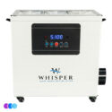 A white Aerovex Whisper MiniVent™ Source Capture System on wheels with a digital display and blue/red buttons uses Whisper Source Capture System Replacement Filters for Vented Units. The unit is labeled "Whisper Salon Source Capture System:. Read more at Aerovex Systems (aerovexsystems.com)