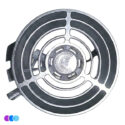 A close-up of the Sunflower II LED Lamp Set - a round metallic reflector with a grid pattern, viewed from above. Read more at Aerovex Systems (aerovexsystems.com)